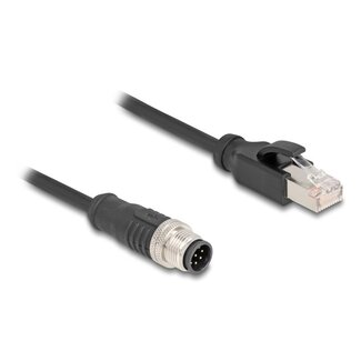 DeLOCK M12 8-pins A-gecodeerd (m) - RJ45 (m) industriële netwerkkabel | CAT5e | PVC | 1 meter