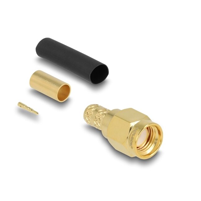 Delock SMA plug for crimping LMR200 with matching shrink tube
