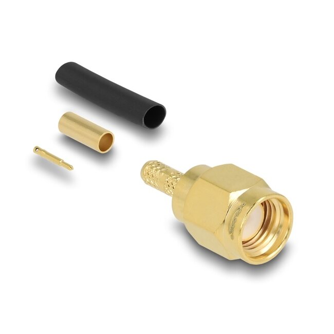 Delock SMA plug for crimping RG-174 / RG-316 with matching shrink tube