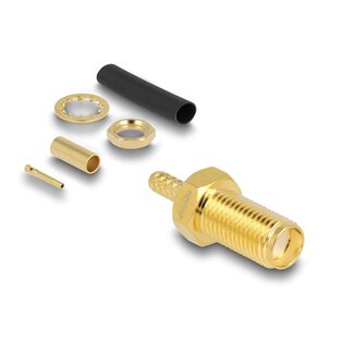 DeLOCK Delock SMA female bulkhead for crimping RG-174 / RG-316 with matching shrink tube DeLOCK Delock SMA female bulkhead for crimping RG-174 / RG-316 with matching shrink tube