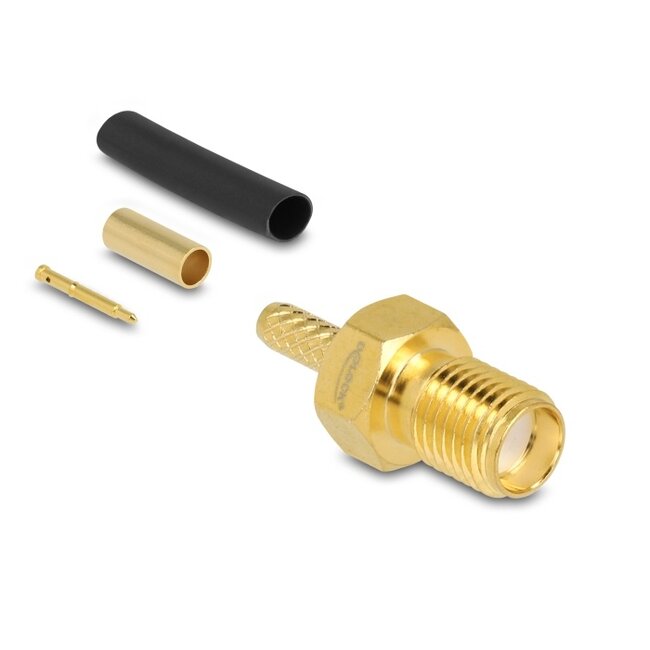 Delock RP-SMA jack for crimping RG-174 / RG-316 with matching shrink tube