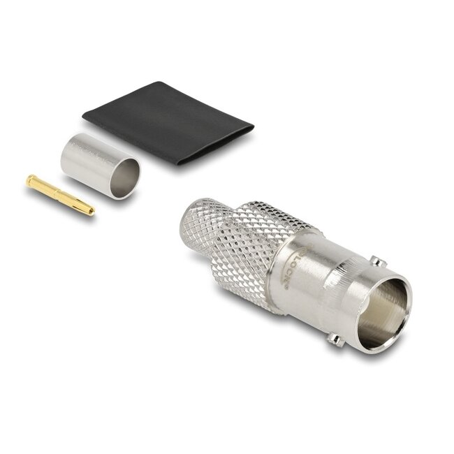 Delock BNC jack for crimping RG-6 with matching shrink tube