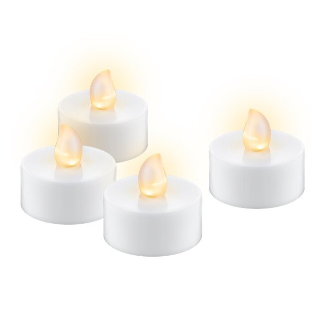 Goobay Set of 4 LED Tea Lights with Timer, white