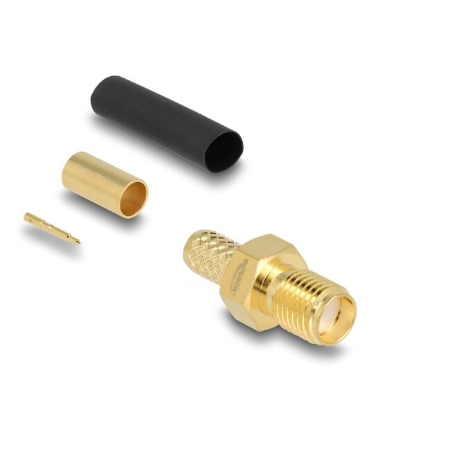 Delock RP-SMA jack for crimping LMR200 with matching shrink tube