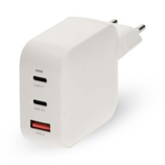 Nedis Oplader | 100 W | GaN | PD3.0 | Snellaad functie | 2.5 / 3.0 / 5.0 A | Outputs: 3 | USB-A / 2x USB-C™ | Automatische Voltage Selectie | Wit