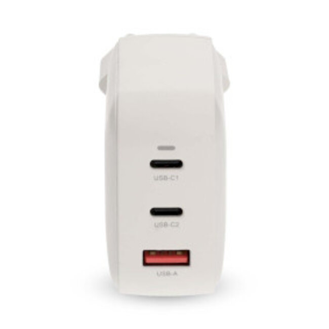 Oplader | 100 W | GaN | PD3.0 | Snellaad functie | 2.5 / 3.0 / 5.0 A | Outputs: 3 | USB-A / 2x USB-C™ | Automatische Voltage Selectie | Wit