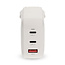 Oplader | 100 W | GaN | PD3.0 | Snellaad functie | 2.5 / 3.0 / 5.0 A | Outputs: 3 | USB-A / 2x USB-C™ | Automatische Voltage Selectie | Wit