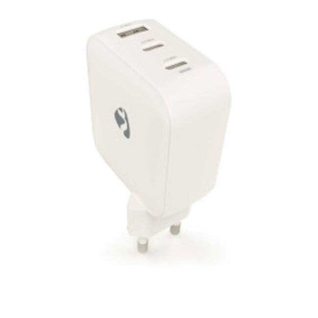 Oplader | 100 W | GaN | PD3.0 | Snellaad functie | 2.5 / 3.0 / 5.0 A | Outputs: 3 | USB-A / 2x USB-C™ | Automatische Voltage Selectie | Wit