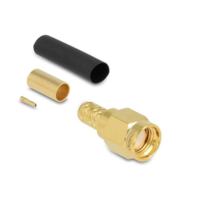 Delock RP-SMA plug for crimping LMR200 with matching shrink tube