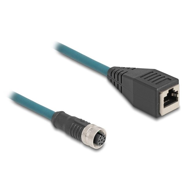 M12 8-pins A-gecodeerd (v) - RJ45 (v) industriële netwerkkabel | CAT5e | PU | 0,50 meter