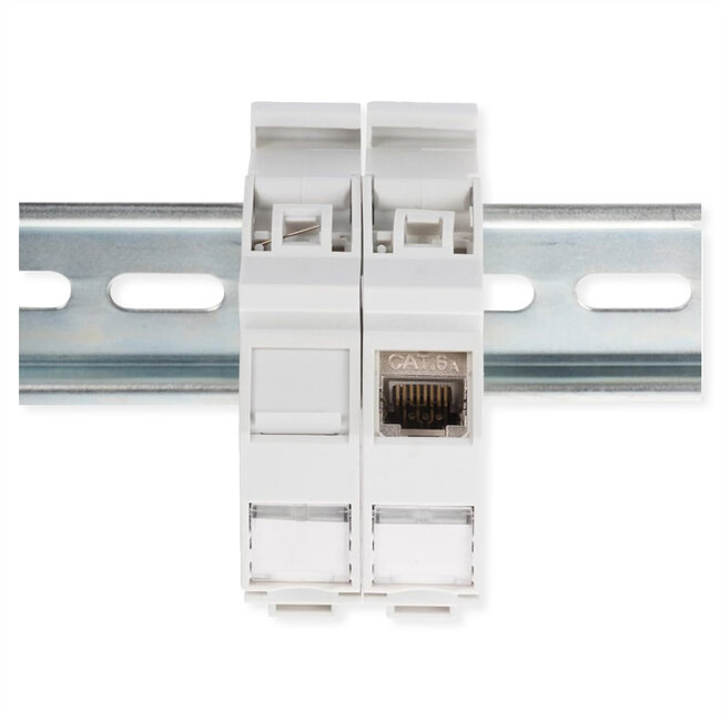 ROLINE DIN-railadapter voor Keystone-modules, incl. Cat.6A Keystone, afgeschermd, 45°