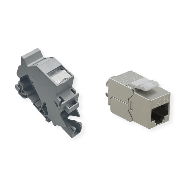 ROLINE DIN-railadapter voor Keystone-modules, incl. Cat.6A Keystone, afgeschermd, 45°