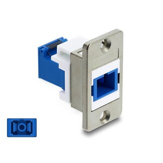 DeLOCK Delock Panel Mount SC Simplex female to SC Simplex female with laser protection flip inside silver / blue / white