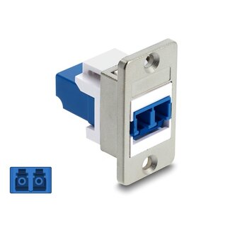 DeLOCK Delock Panel Mount LC Duplex female to LC Duplex female silver / blue / white DeLOCK Delock Panel Mount LC Duplex female to LC Duplex female silver / blue / white
