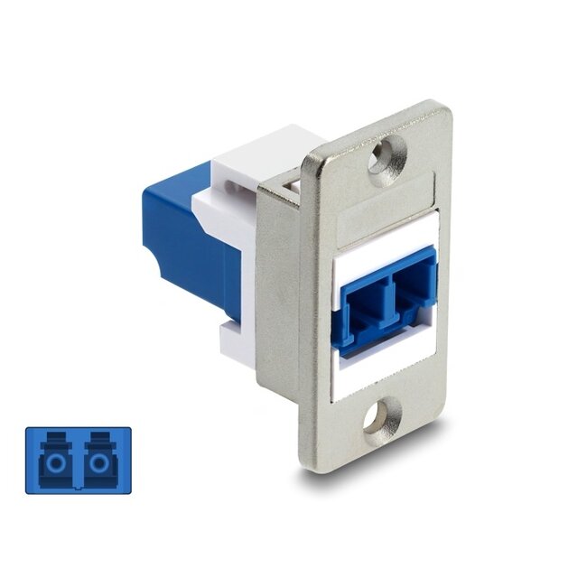 Delock Panel Mount LC Duplex female to LC Duplex female silver / blue / white