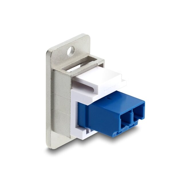 Delock Panel Mount LC Duplex female to LC Duplex female silver / blue / white