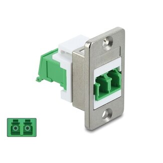 DeLOCK Delock Panel Mount LC Duplex female to LC Duplex female with laser protection flip inside silver / green / white
