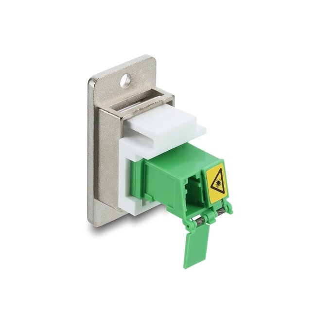 Delock Panel Mount LC Duplex female to LC Duplex female with laser protection flip inside silver / green / white