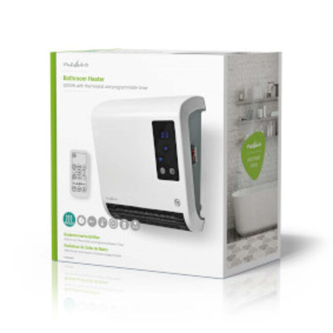 Badkamer verwarming | 2000 W | Instelbare thermostaat | 2 Verwarmingsmodi | IP22 | Afstandsbediening | Wit