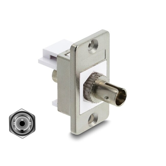 Delock Panel Mount ST Simplex female to ST Simplex female silver / white