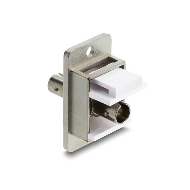 Delock Panel Mount ST Simplex female to ST Simplex female silver / white