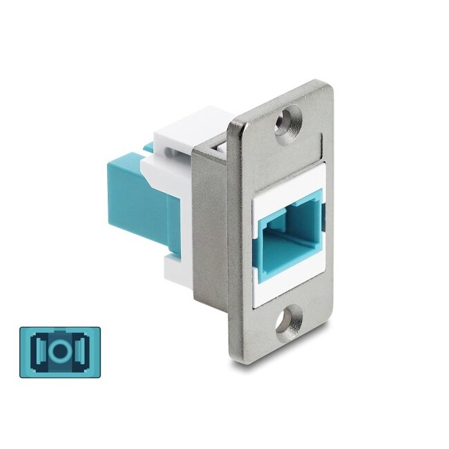 Delock Panel Mount SC Simplex female to SC Simplex female silver / aqua / white