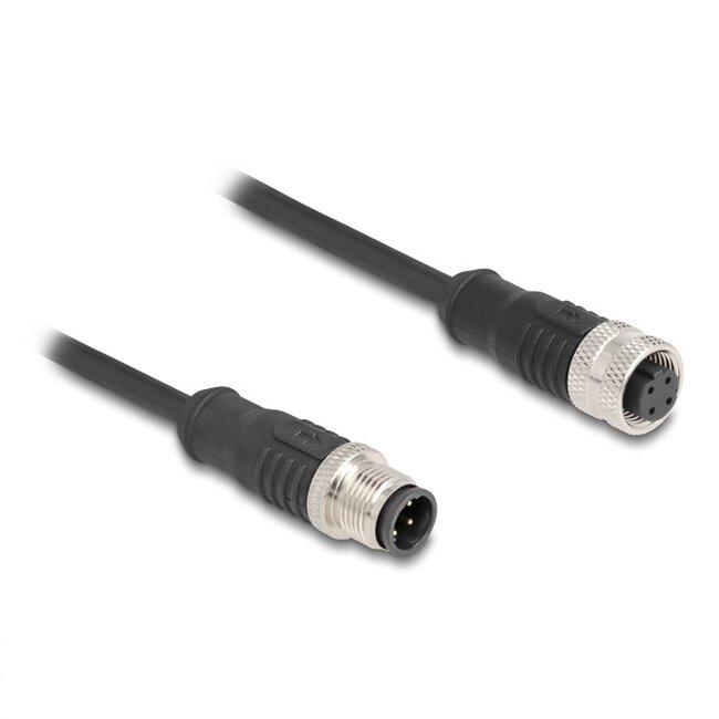 M12 4-pins D-gecodeerde industriële netwerk verlengkabel | CAT5e | PVC | 5 meter