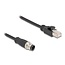 M12 4-pins D-gecodeerd (m) - RJ45 (m) industriële netwerkkabel | CAT5e | PU | 0,50 meter