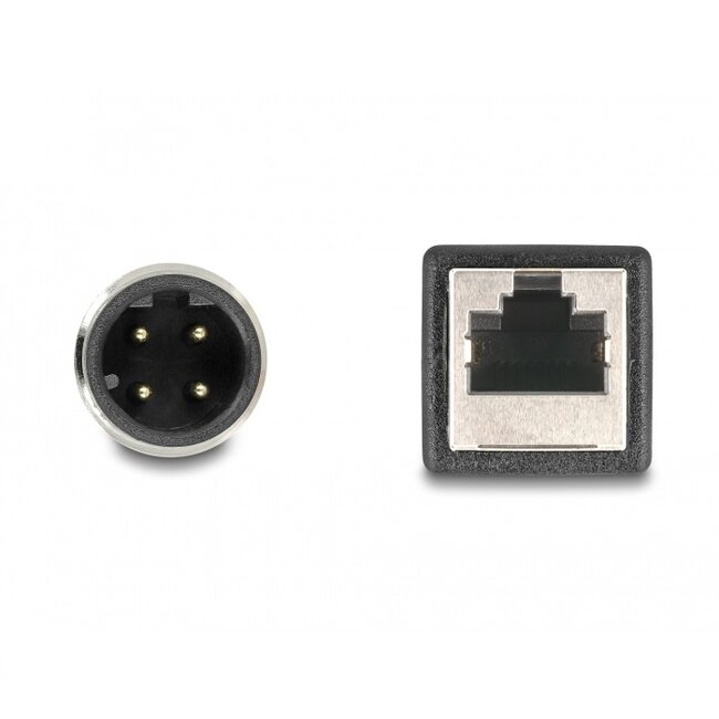 M12 4-pins D-gecodeerd (m) - RJ45 (v) industriële netwerkkabel | CAT5e | PU | 0,50 meter