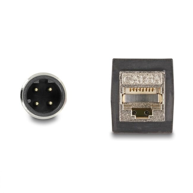 M12 4-pins D-gecodeerd (m) - RJ45 (v) industriële netwerkkabel | CAT5e | PUR | 0,50 meter