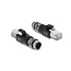M12 4-pins D-gecodeerd (m) - RJ45 (m) industriële netwerkadapter | CAT5e | PVC