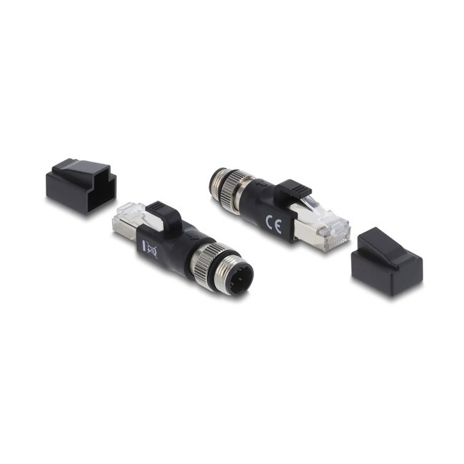 M12 4-pins D-gecodeerd (m) - RJ45 (m) industriële netwerkadapter | CAT5e | PVC
