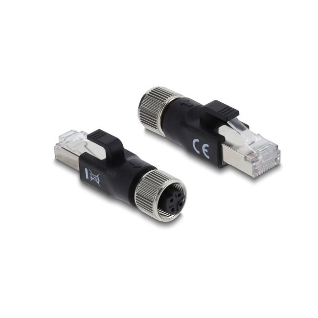 M12 4-pins D-gecodeerd (v) - RJ45 (m) industriële netwerkadapter | CAT5e | PVC