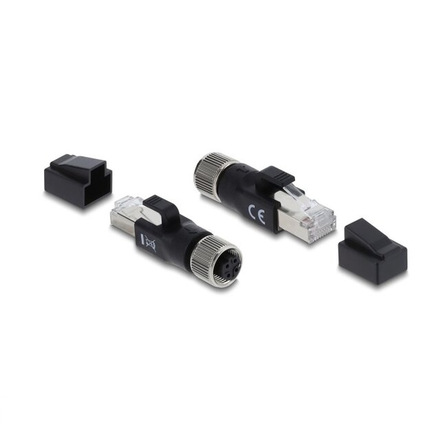 M12 4-pins D-gecodeerd (v) - RJ45 (m) industriële netwerkadapter | CAT5e | PVC