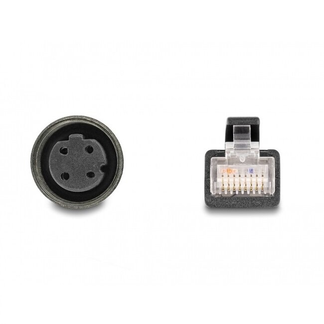 M12 4-pins D-gecodeerd (v) - RJ45 (m) industriële netwerkadapter | CAT5e | PVC