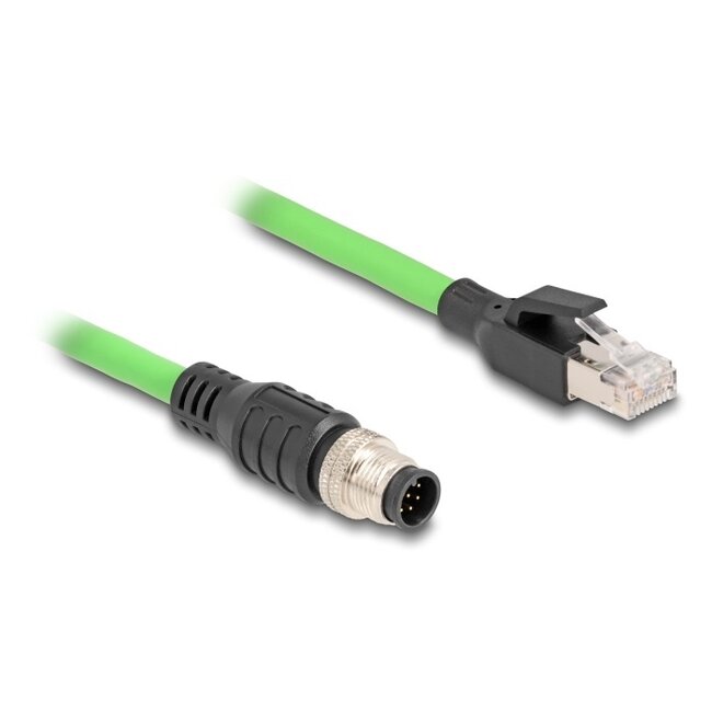 M12 8-pins A-gecodeerd (m) - RJ45 (m) industriële netwerkkabel | CAT5e | PUR | 2 meter