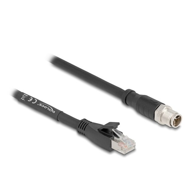 M12 8-pins X-gecodeerd (m) - RJ45 (m) industriële netwerkkabel | CAT5e | PVC | 3 meter