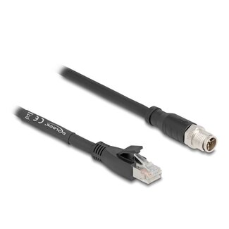 DeLOCK M12 8-pins X-gecodeerd (m) - RJ45 (m) industriële netwerkkabel | CAT5e | PVC | 5 meter