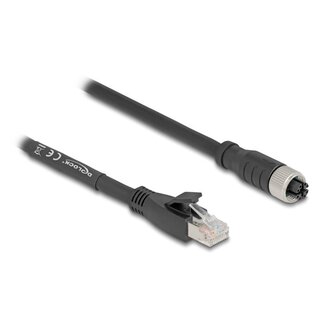 DeLOCK M12 8-pins X-gecodeerd (v) - RJ45 (m) industriële netwerkkabel | CAT5e | PVC | 2 meter