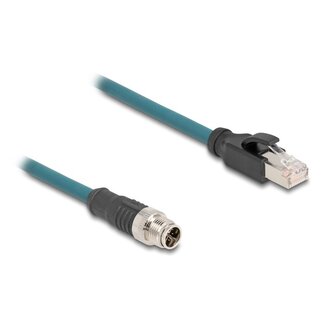 DeLOCK M12 8-pins X-gecodeerd (m) - RJ45 (m) industriële netwerkkabel | CAT6a | PUR | 0,50 meter