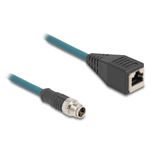M12 8-pins X-gecodeerd (m) - RJ45 (v) industriële netwerkkabel | CAT6a | PUR | 0,50 meter