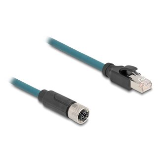 DeLOCK M12 8-pins X-gecodeerd (v) - RJ45 (m) industriële netwerkkabel | CAT6a | PUR | 0,50 meter