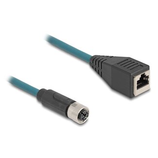 DeLOCK M12 8-pins X-gecodeerd (v) - RJ45 (v) industriële netwerkkabel | CAT6a | PUR | 0,50 meter