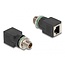 M12 8-pins X-gecodeerd (m) - RJ45 (v) industriële netwerkadapter | inbouw | CAT6a | PUR
