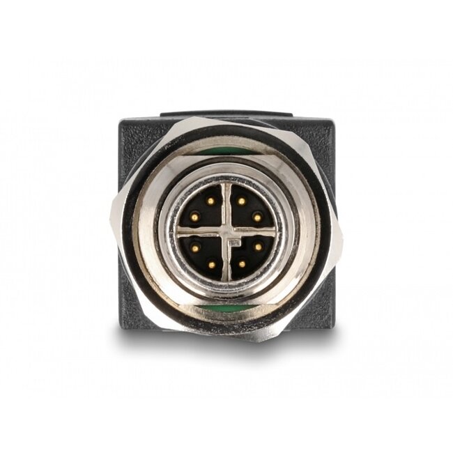 M12 8-pins X-gecodeerd (m) - RJ45 (v) industriële netwerkadapter | inbouw | CAT6a | PUR