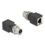M12 8-pins X-gecodeerd (v) - RJ45 (v) industriële netwerkadapter | inbouw | CAT6a | PUR