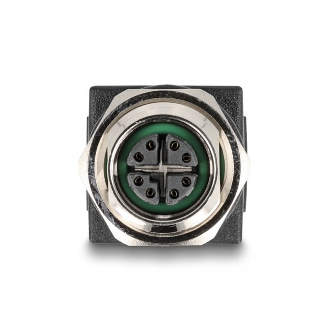 M12 8-pins X-gecodeerd (v) - RJ45 (v) industriële netwerkadapter | inbouw | CAT6a | PUR