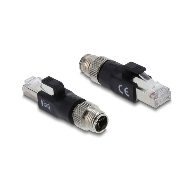 M12 8-pins X-gecodeerd (m) - RJ45 (m) industriële netwerkadapter | CAT6 | PVC