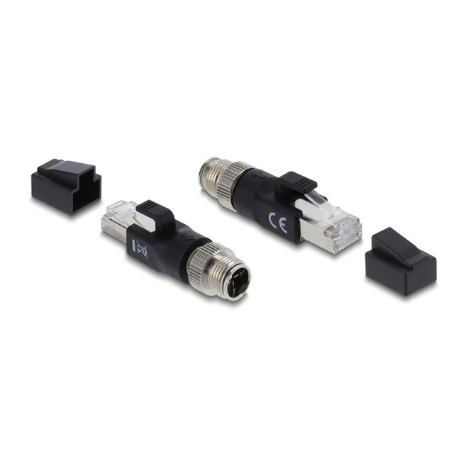 M12 8-pins X-gecodeerd (m) - RJ45 (m) industriële netwerkadapter | CAT6 | PVC