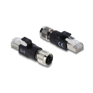 DeLOCK M12 8-pins X-gecodeerd (v) - RJ45 (m) industriële netwerkadapter | CAT6 | PVC